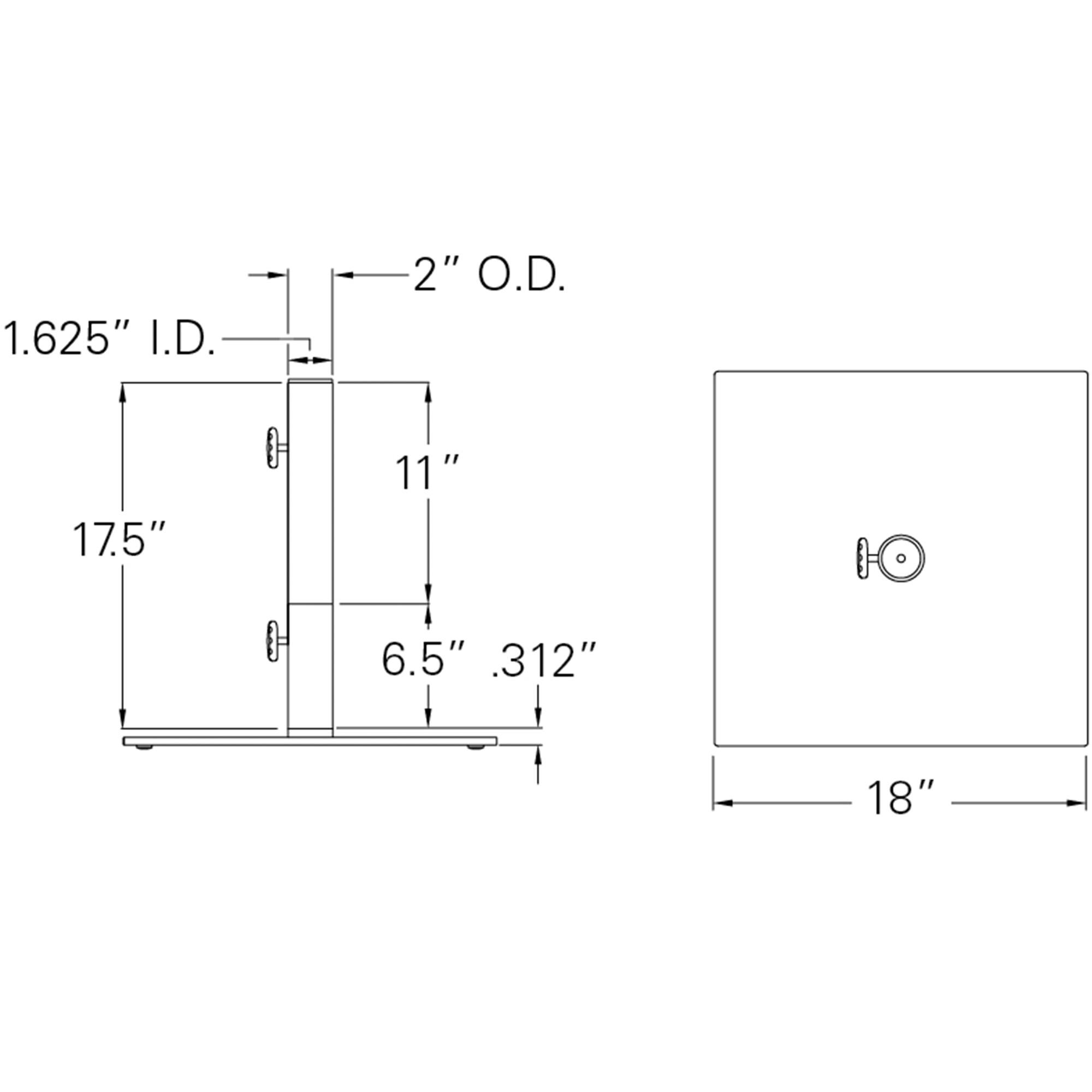 1.625" I.D.  
2" O.D.  
17.5"  
11"  
6.5"  
.312"  
18"