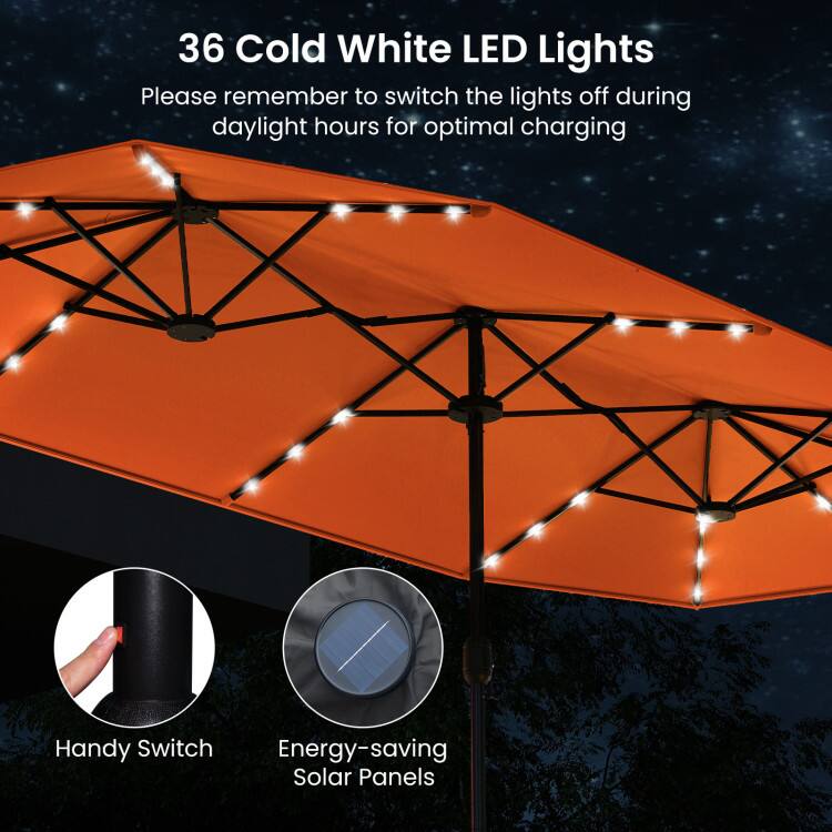 36 Cold White LED Lights  
Please remember to switch the lights off during daylight hours for optimal charging  

Handy Switch  
Energy-saving Solar Panels