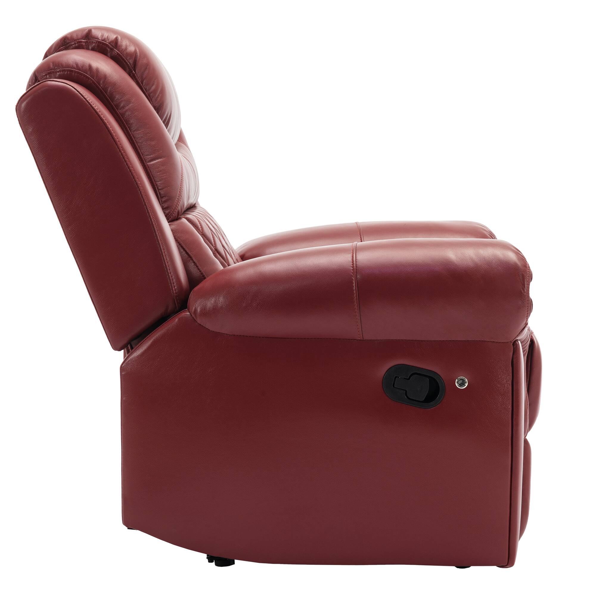 Alt View 5. TinyHomie - Home Theater Seating Manual Recliner Chair with LED Light Strip for Living Room Bedroom Wine Red - Red.