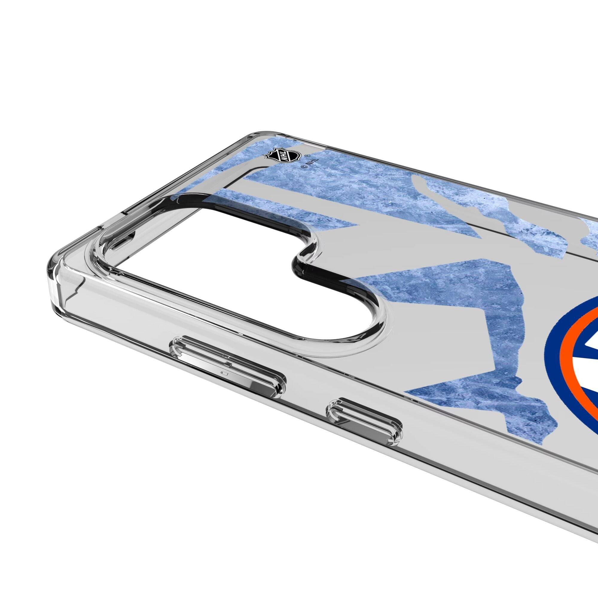 Alt View 2. Keyscaper - New York Islanders Galaxy Clear Ice Case - S22 - Multicolor.