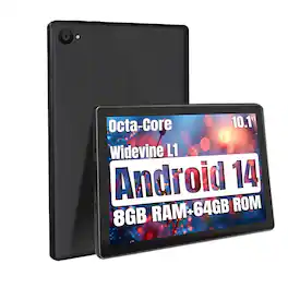 Best Kits - BSETSKI-10.1" Android 14 Tablet - 8GB(3+5Expand) RAM / 64GB ROM- 8-Core- 5000mAh Battery - Facial Recognition - Black