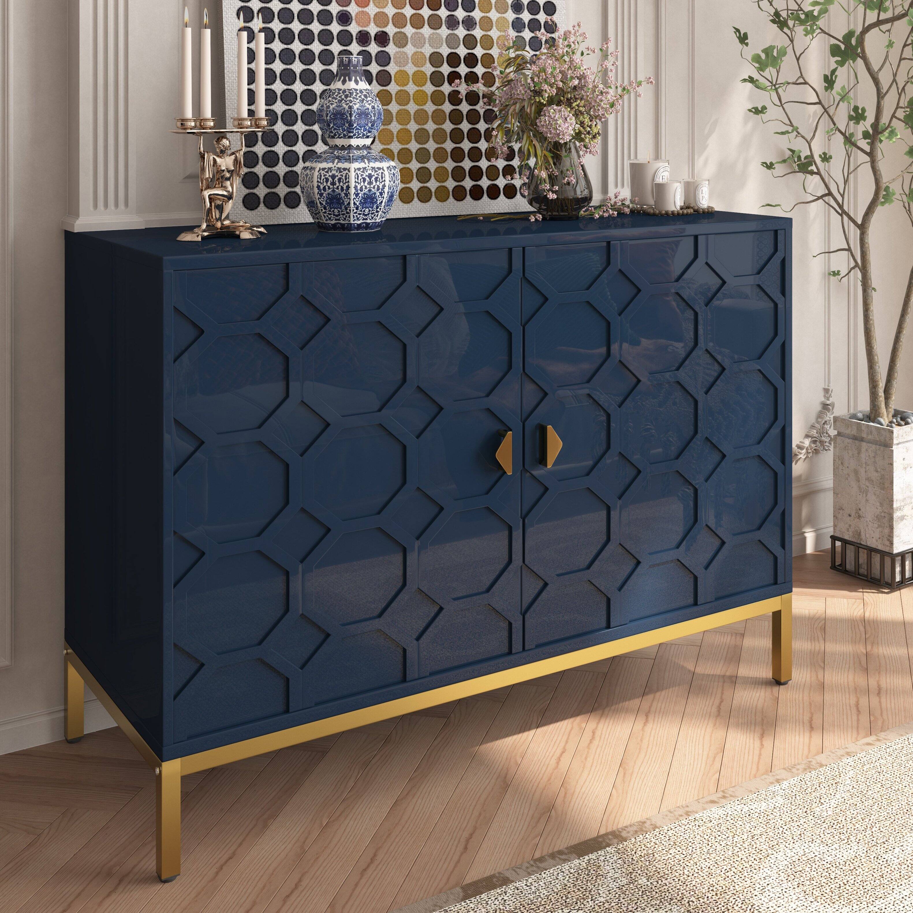 Alt View 3. Boyel Living - Freestanding Storage Cabinet 2-Door Accent Cabinet - Navy.