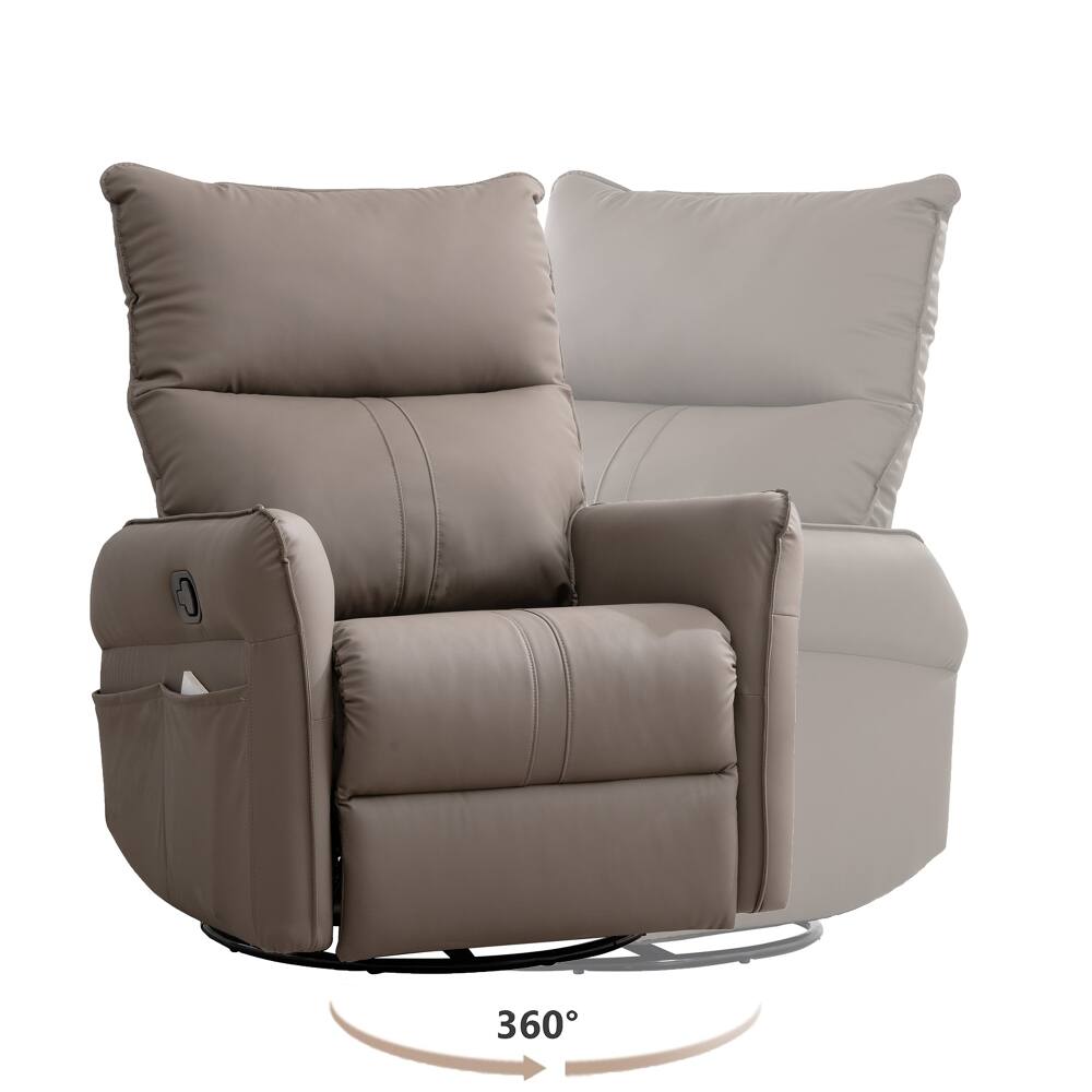 Alt View 10. Loheer - Loheer PU Rocking Recliner Chair 360 Swivel Nursery Glider Chair Home Theater Seating Brown - Brown.