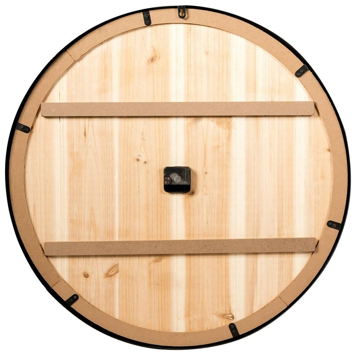 Angle. Hivvago - Hivvago Round 30-inch Roman Numeral Silent Wood Metal Farmhouse Wall Clock - Brown.