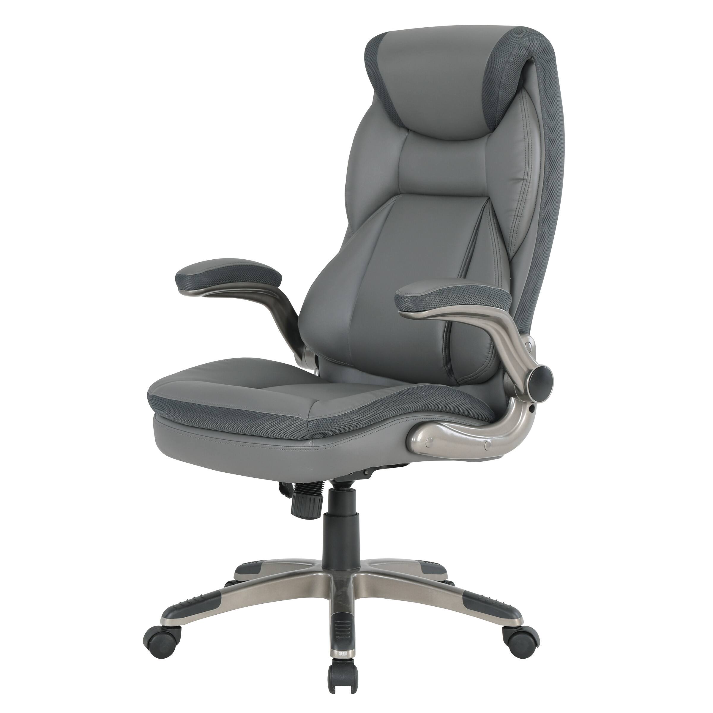 Alt View 11. Office Star Products - Exec Bonded Lthr Office Chair - Charcoal / Titanium.