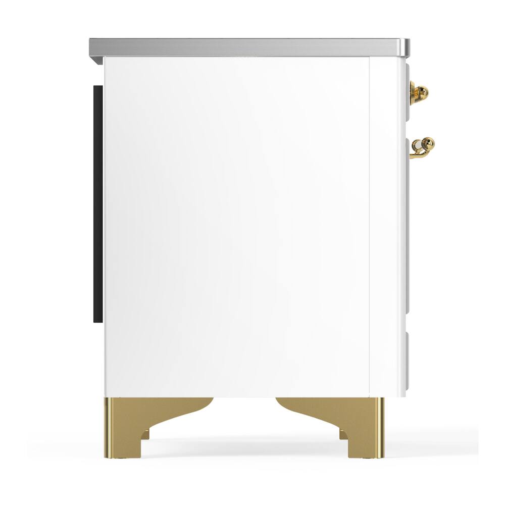 Alt View 8. ILVE - ILVE Majestic III 36 inch Induction Range with 6 Induction Elements (White, Brass Trim) - White.