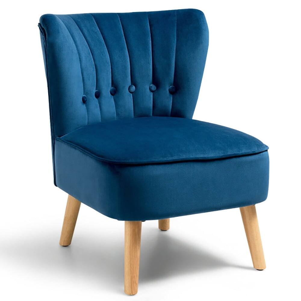 Alt View 2. Kadyn - Armless Accent Chair, Wingback Sofa Chair,Reading Chair,Armless Accent Chair Tufted Velvet Leisure Chair-Blue - Blue.