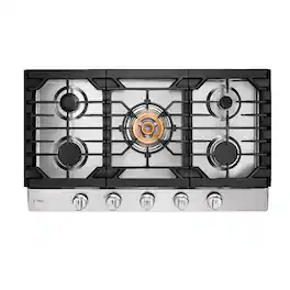 FOTILE - Tri-Ring 36" Gas Cooktop in Stainless Steel with 5 Burners Including Flame Failure Device - Stainless Steel