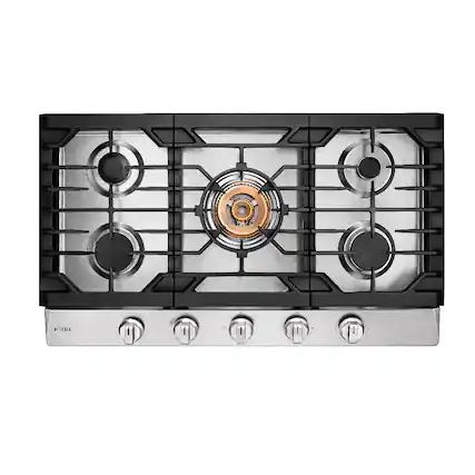 Front. FOTILE - FOTILE Tri-Ring 36" Gas Cooktop in Stainless Steel with 5 Burners Including Flame Failure Device - Stainless steel.