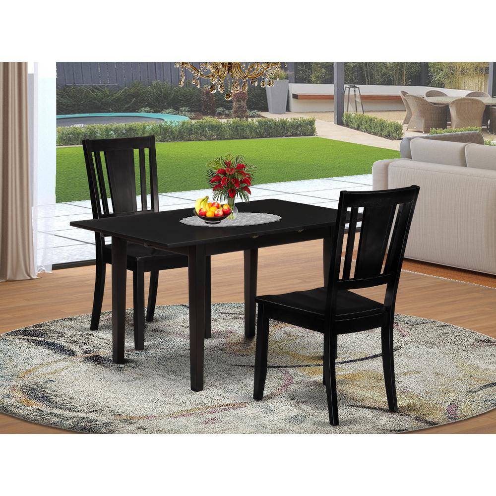 Back. East West Furniture - Dining Table- Dining Chairs - Brown.