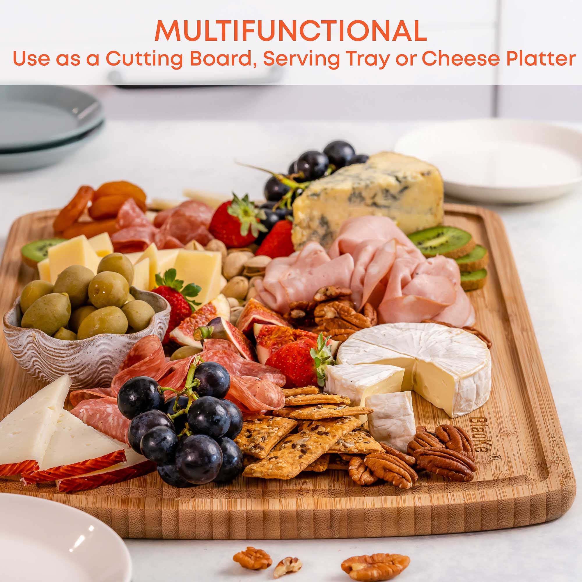 MULTIFUNCTIONAL Use as a Cutting Board, Serving Tray or Cheese Platter Blauke