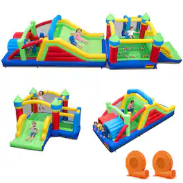 Gymax - Inflatable Bounce Castle w/Jumping House Ocean Balls Dual Slides 750W Blower - Multicolor
