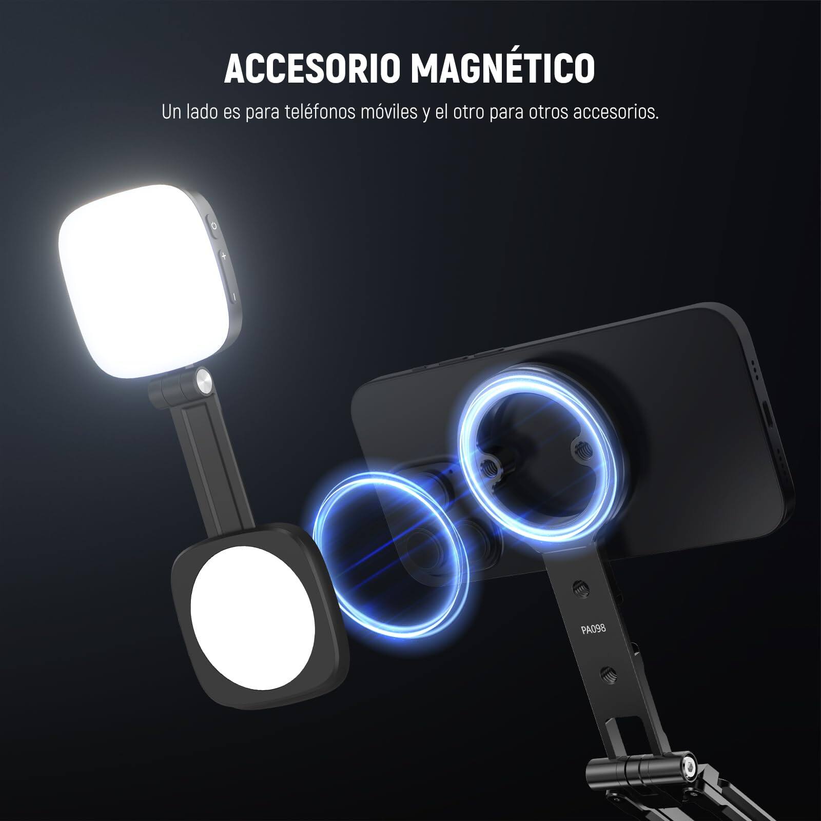 ACCESORIO MAGNÉTICO  
Un lado es para teléfonos móviles y el otro para otros accesorios.  
PA098