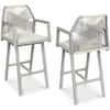 Front. Best Choice Products - Best Choice Products Set of 2 Indoor/Outdoor Aluminum, Woven Rope Swivel Barstools w/ Armrests - Gray/Meteor - Gray/Meteor.