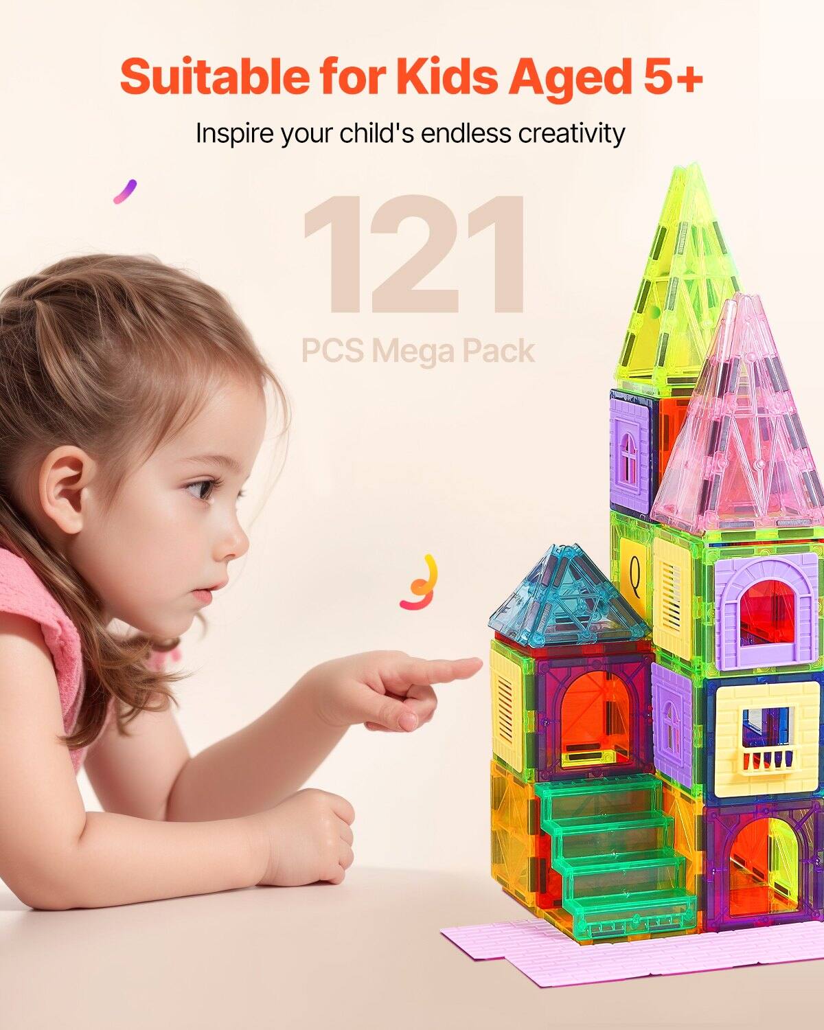 Suitable for Kids Aged 5+  
Inspire your child's endless creativity  
121 PCS Mega Pack