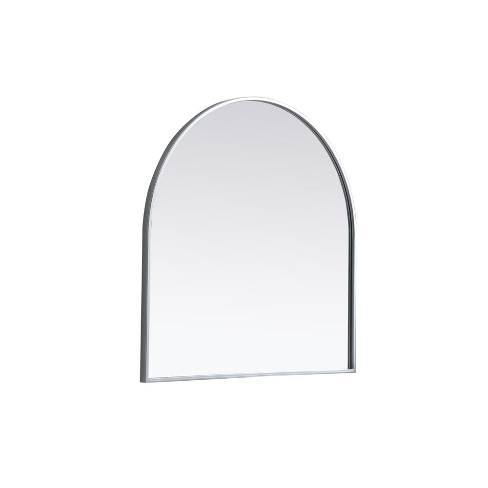 Left. Elegant Decor - Metal Frame Arch Mirror 30x30 Inch in Silver - Silver.