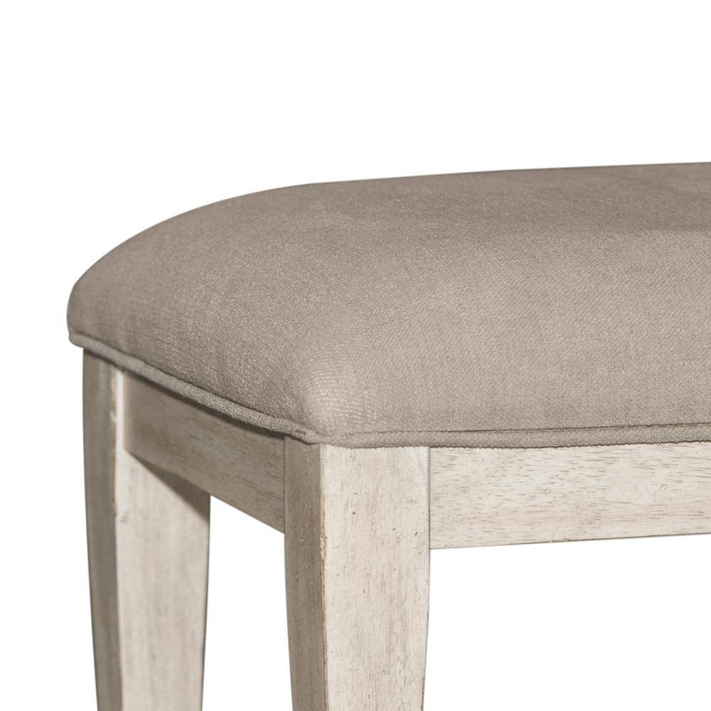 Angle. Liberty Furniture Industries - Heartland Bed Bench in Antique White w/ Tobacco Top - White.