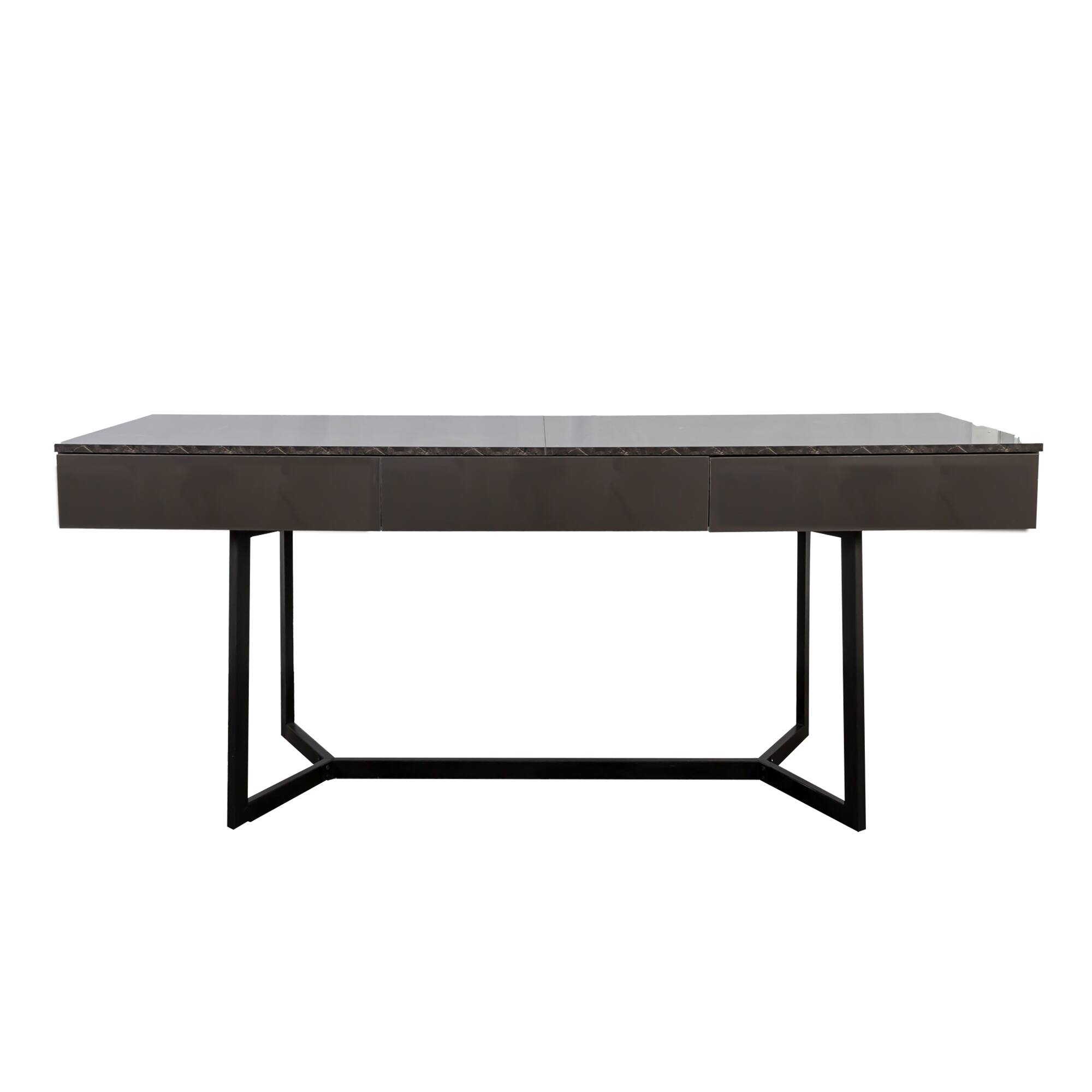Alt View 7. Tiramisubest - Modern Black 70.87" Computer Desk, Study & Work Desk, Y-Shaped Metal Legs - Black.