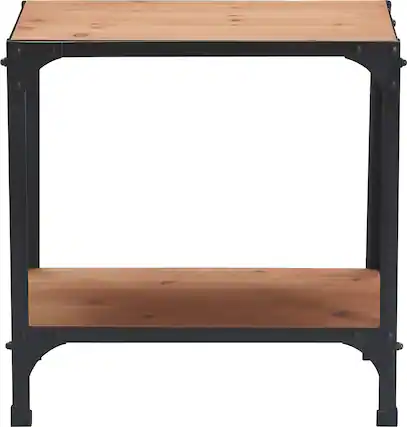 Front. Serta - Overland Side Table - Wood and Black Metal.