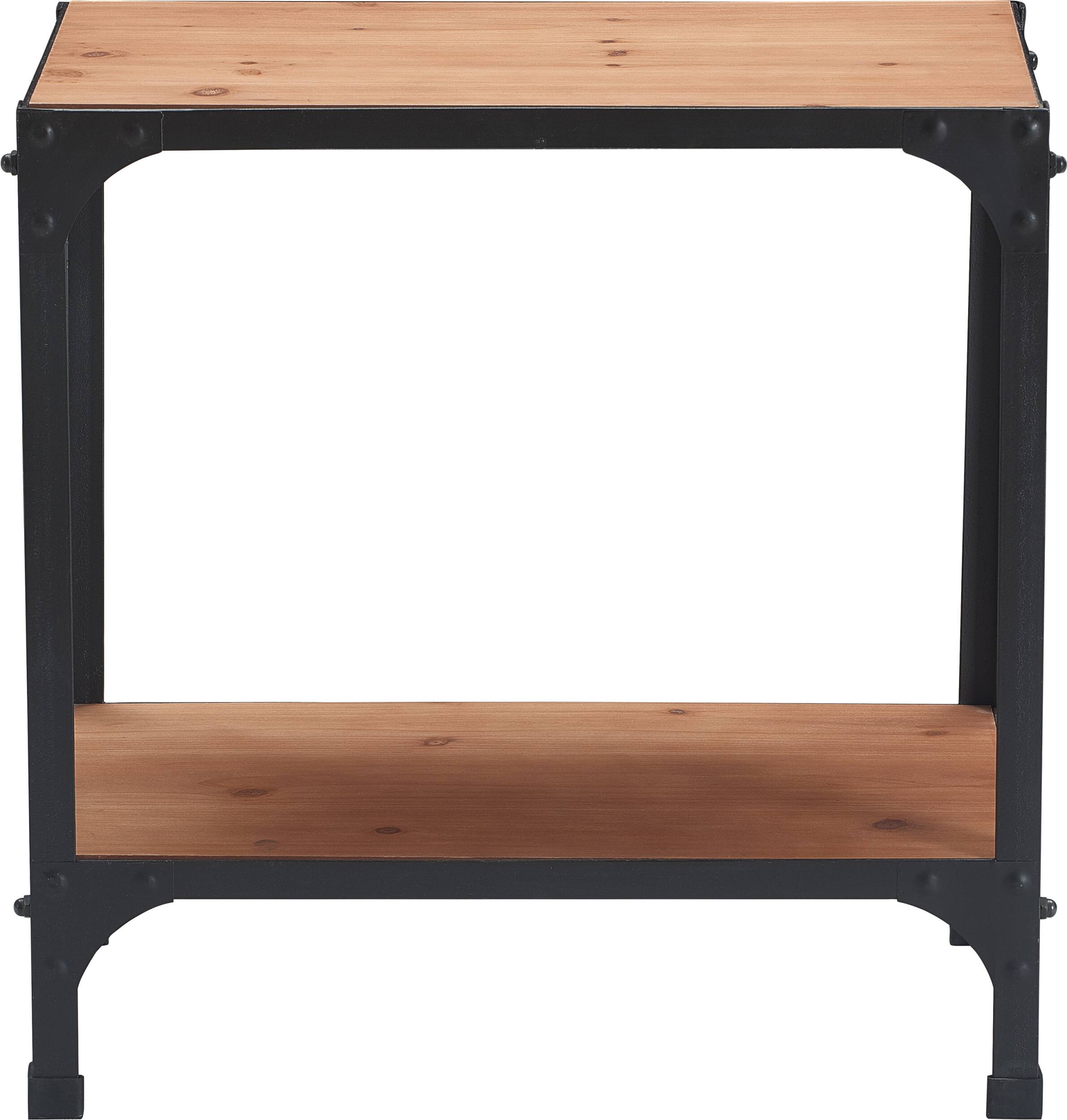 Front. Serta - Overland Side Table - Wood and Black Metal.