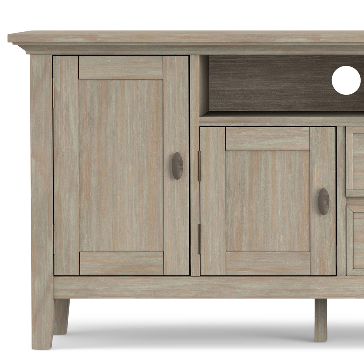 Alt View 1. Simpli Home - Redmond SOLID WOOD 72 inch Wide Transitional TV Media Stand in Distressed Grey For TVs up to 80 inches - Distressed Gray.