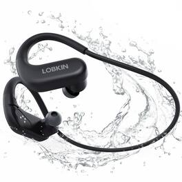 Loheer - X19 Bone Conduction Swimming Headphones, IPX8 Waterproof Bluetooth 5.4 Wireless MP3 Headset, 8GB, Black