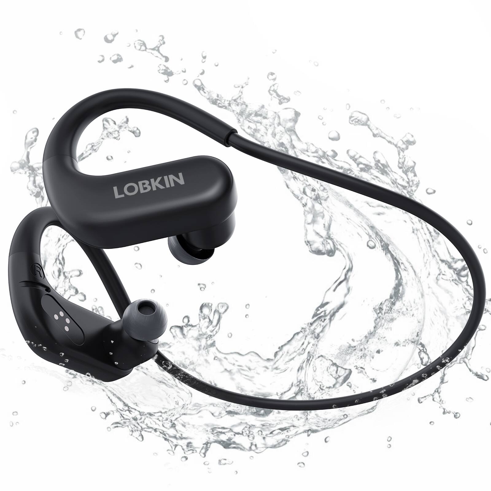 Front. Loheer - Loheer X19 Bone Conduction Swimming Headphones, IPX8 Waterproof Bluetooth 5.4 Wireless MP3 Headset, 8GB, Black.