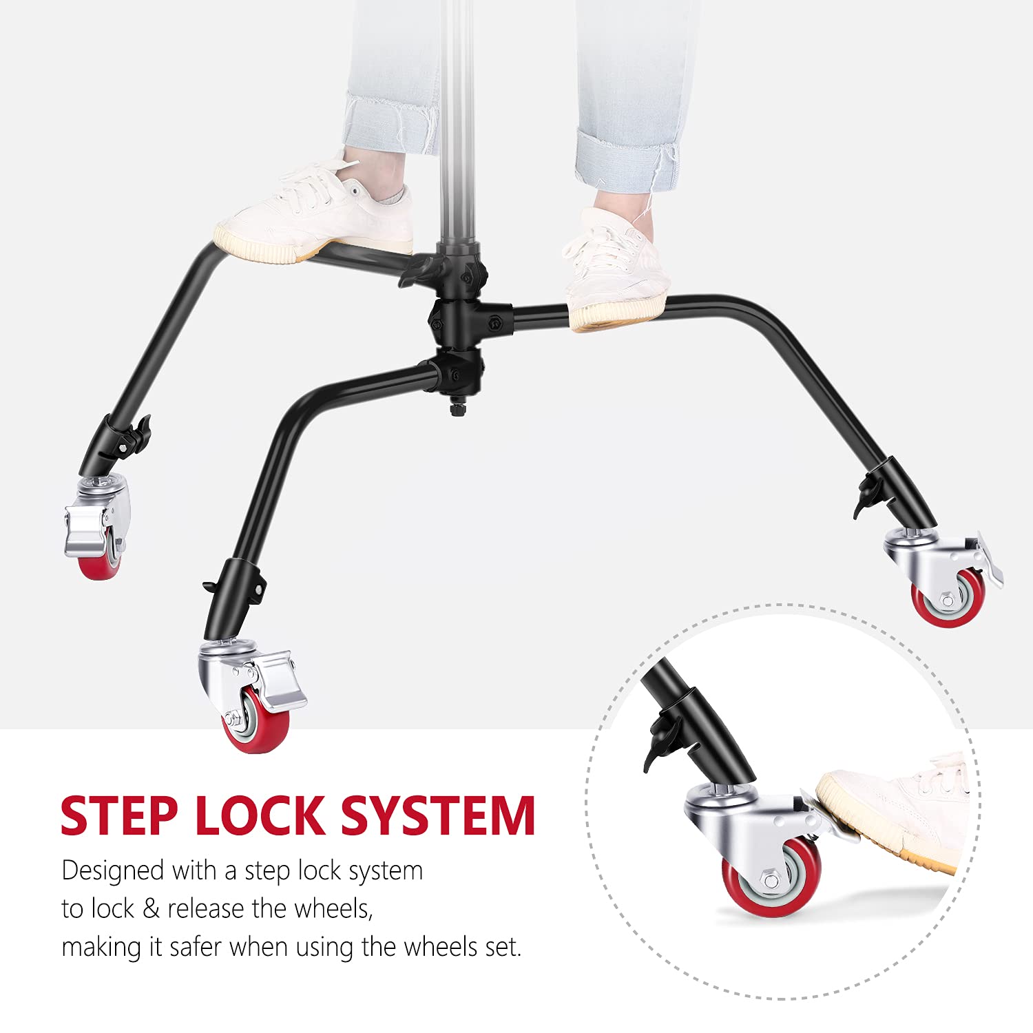STEP LOCK SYSTEM  
Designed with a step lock system to lock & release the wheels, making it safer when using the wheels set.