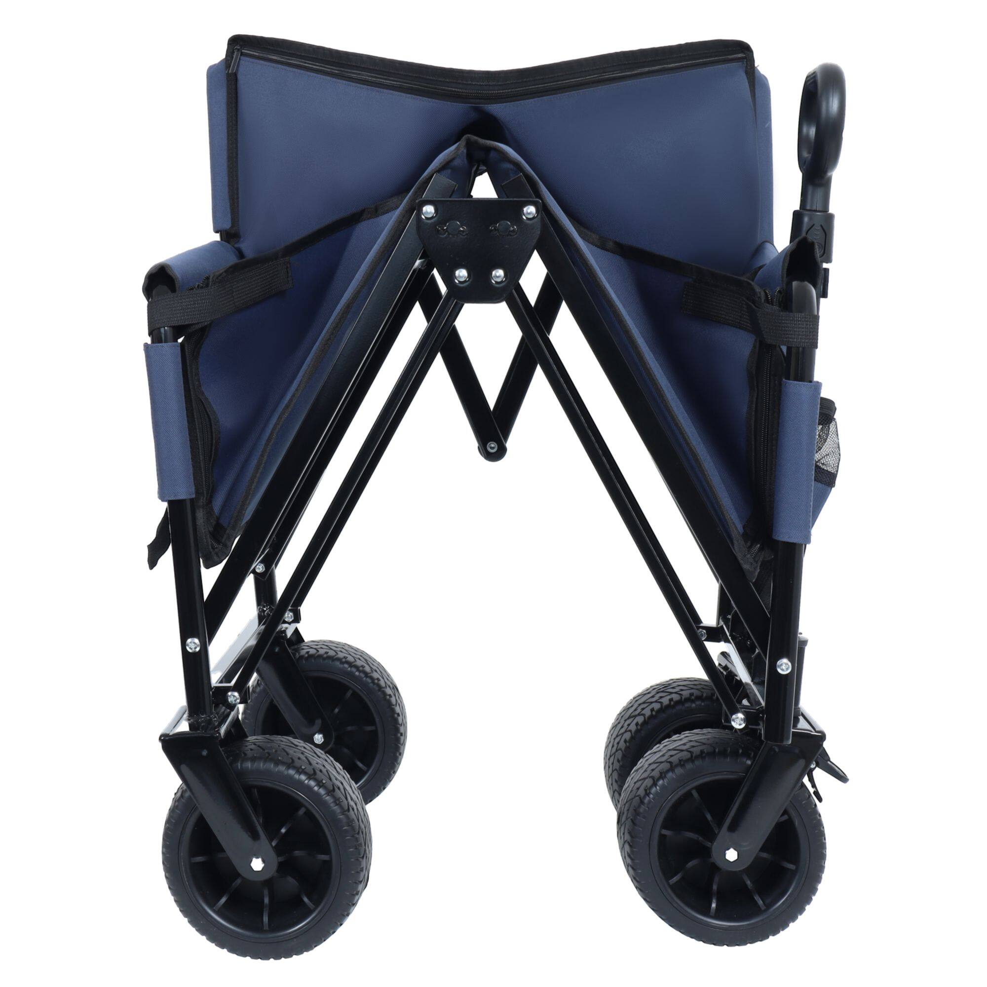 Alt View 8. Loheer - Loheer Folding Wagon Cart with Bench Seat, 500lbs Heavy-Duty Utility Wagon 180L, All-Terrain Beach Cart, Dark Blue.