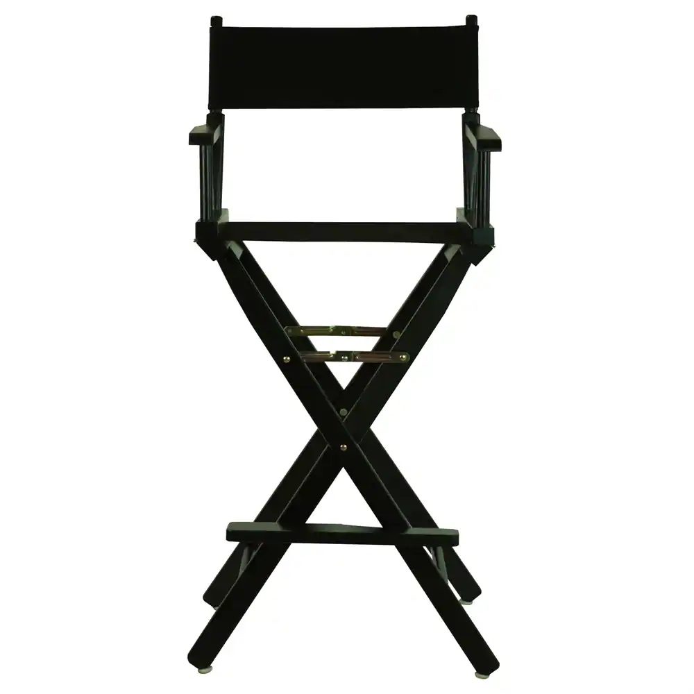 Back. FurniFact - Black Canvas Director Chair with Solid Hardwood Frame - Black Frame/Black Canvas.