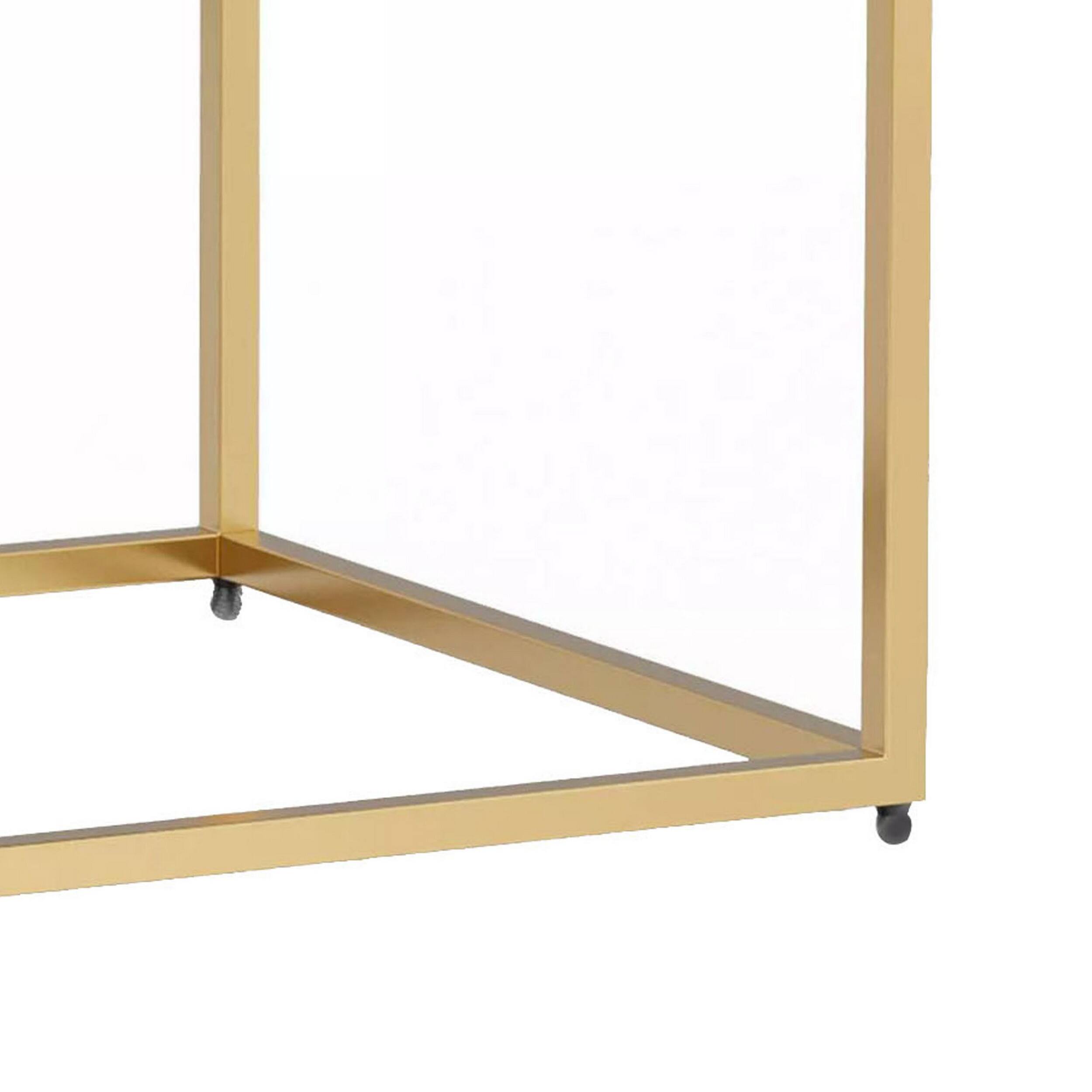 Alt View 3. Manhattan Lane - Bran 23 Inch Square Side End Table, Brown Wood, Gold Steel Base, 1 Drawer - Dark Brown, Gold.