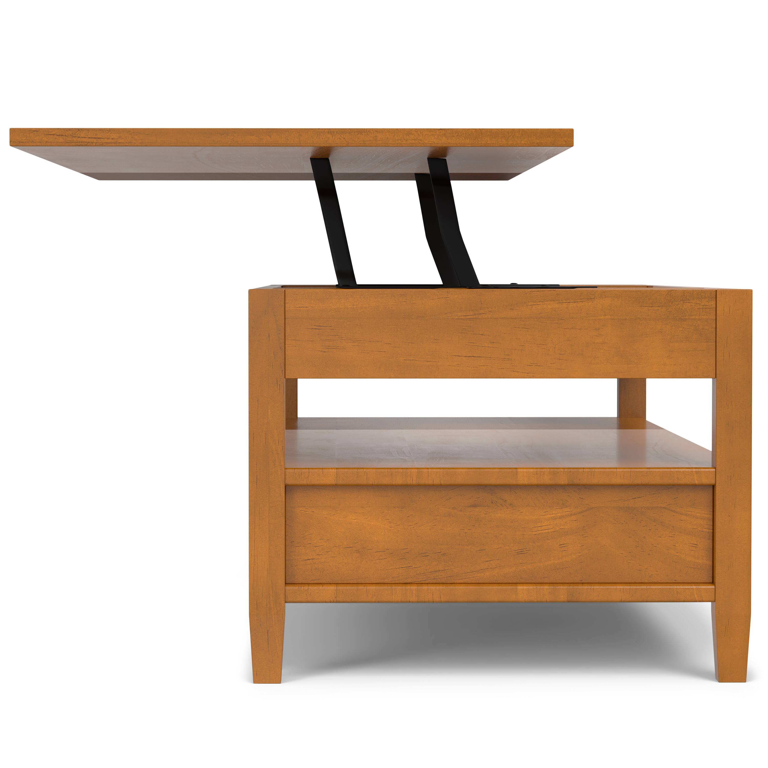 Alt View 7. Simpli Home - Warm Shaker 48 inch Wide Solid Wood Lift Top Coffee Table in Light Golden Brown - Light Golden Brown.