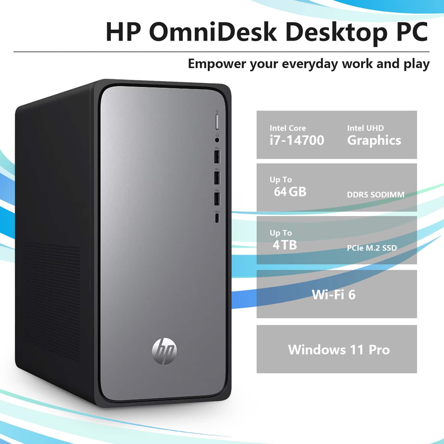 HP OmniDesk Desktop Intel Core i7 14700 32GB DDR5 RAM 1TB SSD With