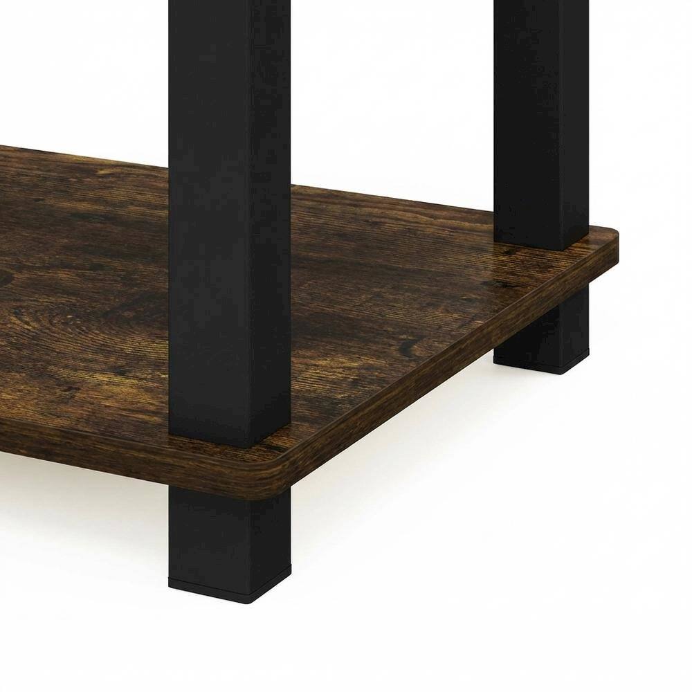 Alt View 1. FurniFact - Brown 4-Tier Shoe Rack - Amber Pine/Black.
