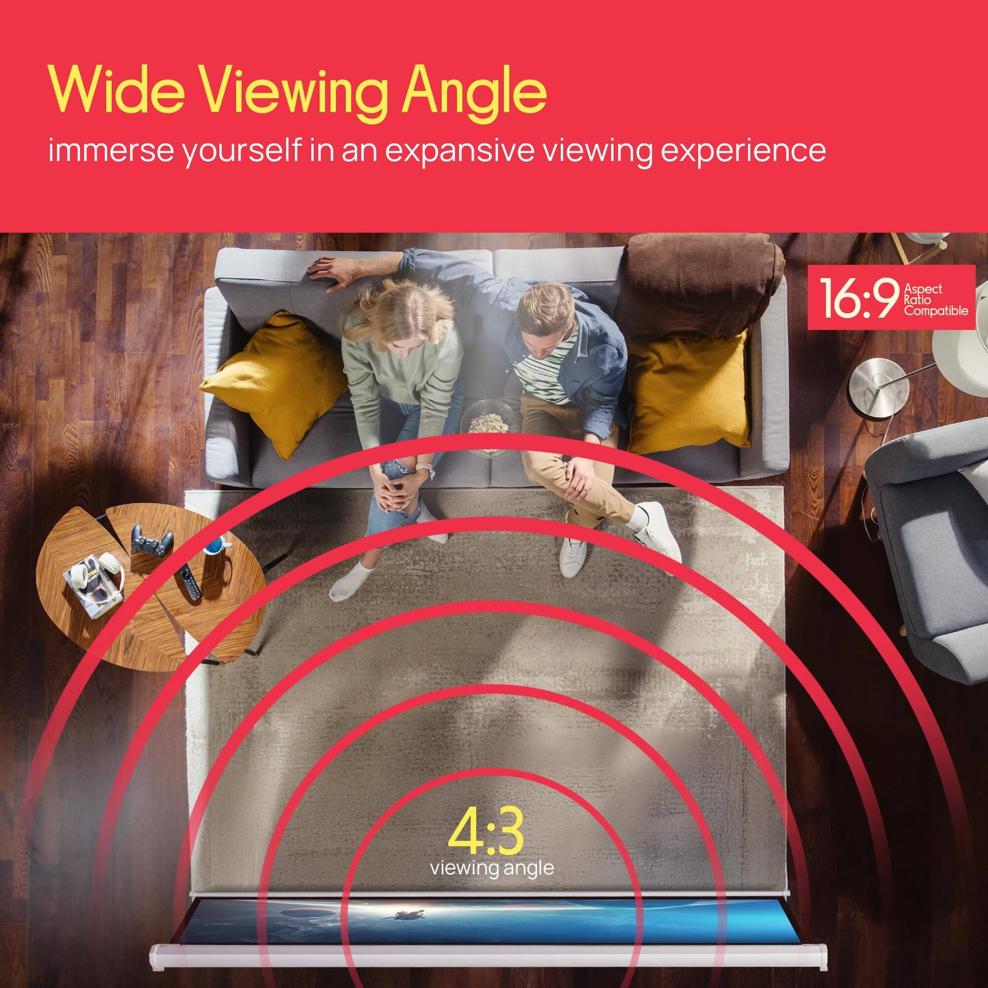 Wide Viewing Angle  
immerse yourself in an expansive viewing experience  

Aspect Ratio: 16:9  
Compatible  

4:3 viewing angle