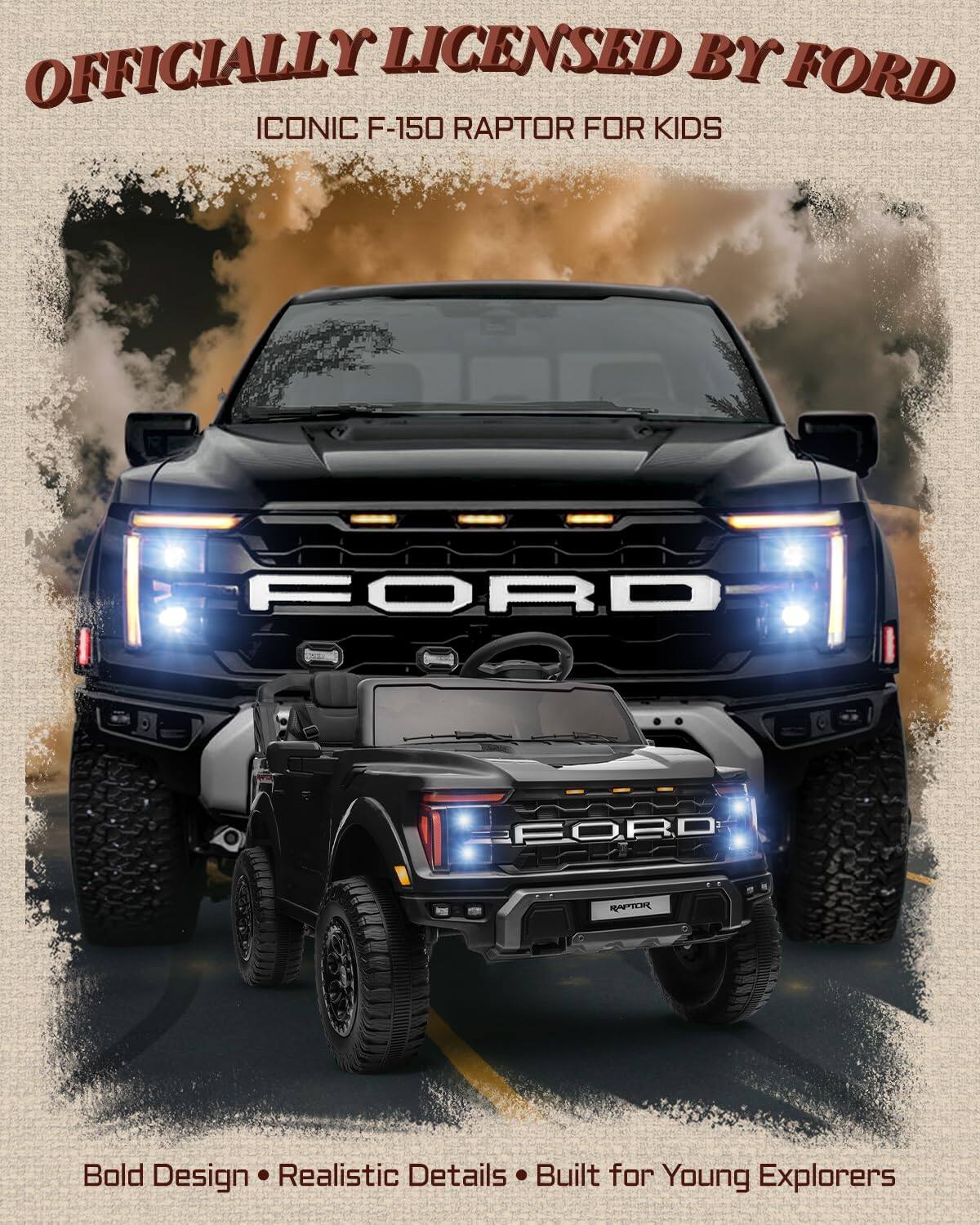 OFFICIALLY LICENSED BY FORD  
ICONIC F-150 RAPTOR FOR KIDS  

Bold Design • Realistic Details • Built for Young Explorers