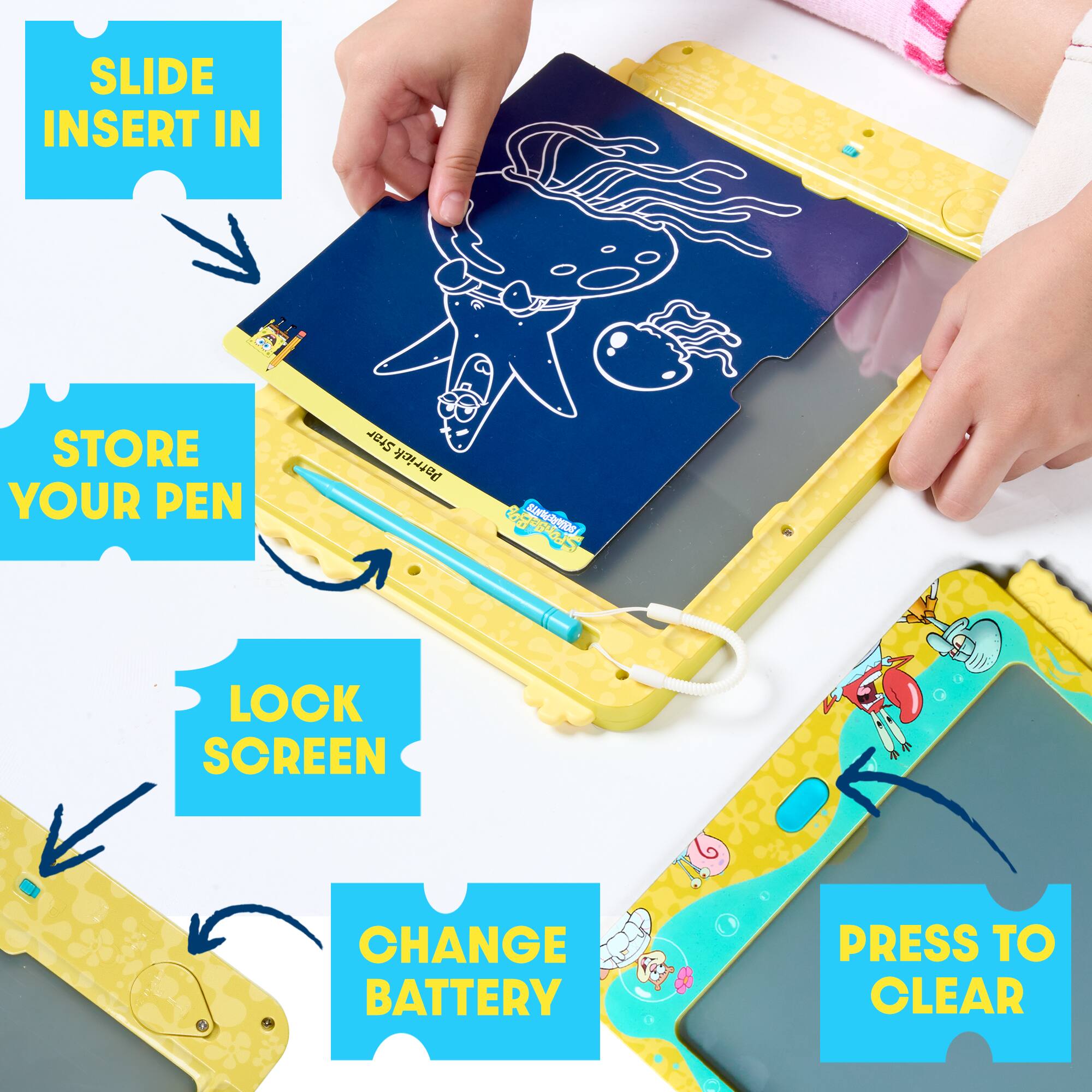 - Slide Insert In
- Store Your Pen
- Lock Screen
- Change Battery
- Press To Clear