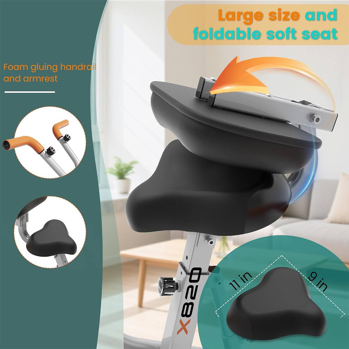 Large size and foldable soft seat Foam gluing handrail and armrest 820 X 11 in 9 in