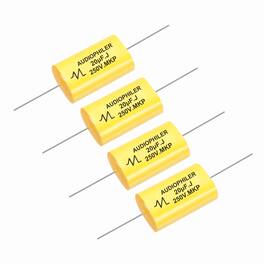 Unique Bargains - 4pcs 20uF High-Frequency Divider Capacitor, 252V Audio Speaker Crossover Non-Polarity Polypropylene MKP Film Capacitors - Yellow
