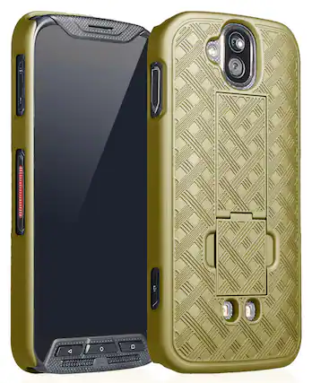 Front. Nakedcellphone - Slim Case for Kyocera DuraForce Pro Phone (with Kickstand) - Gold.