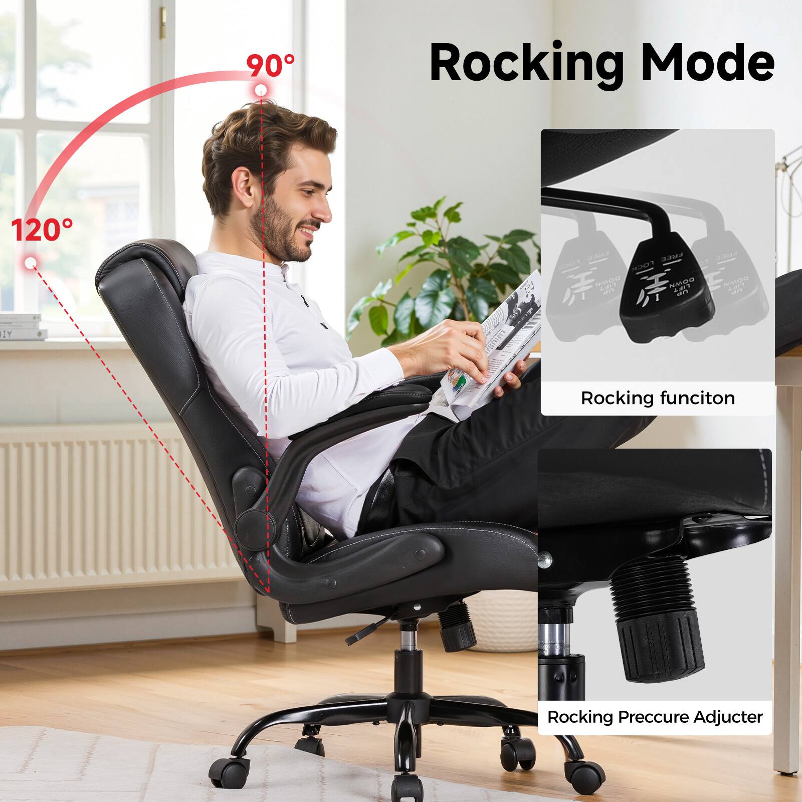 90 Rocking Mode 120 IY  2.022 SL  NAEEM A0. an  NMOO E PEER s  Rocking function Rocking Preccure Adjucter