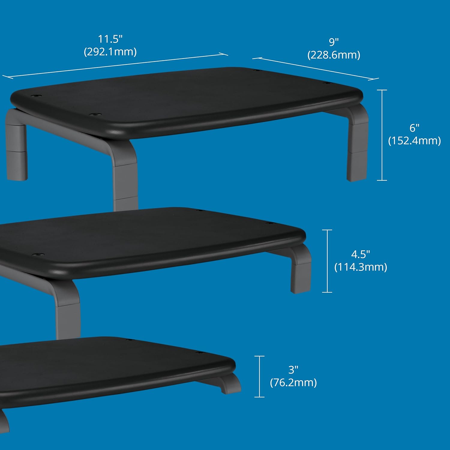 11.5" (292.1mm)  
9" (228.6mm)  
6" (152.4mm)  
4.5" (114.3mm)  
3" (76.2mm)