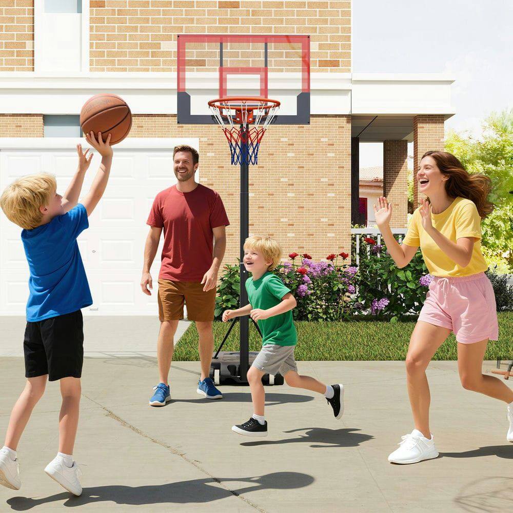 Alt View 4. Resenkos - Portable Adjustable Kids Basketball Hoop (3.3-7 FT) - Red/Black - Red.