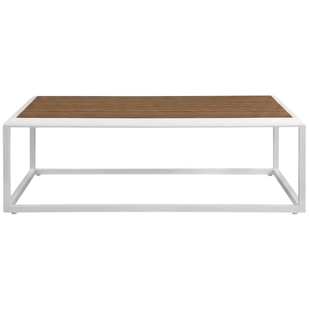 Back. Outdoor Escape - Aluminum Outdoor Coffee Table with Durable Finish and Modern Design - Brown.
