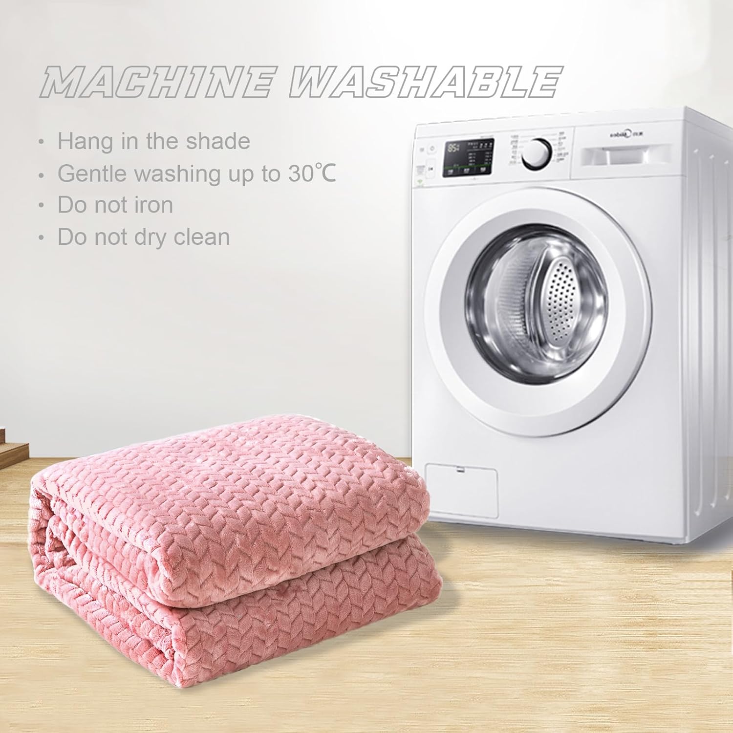 Alt View 5. blue - Paaaawaters  Mezcla Fleece Throw Blanket for Couch,Soft Cozy Jacquard Flannel Blankets, Lightweight - color:CobaltBlue+size:Queen(90x90IN).