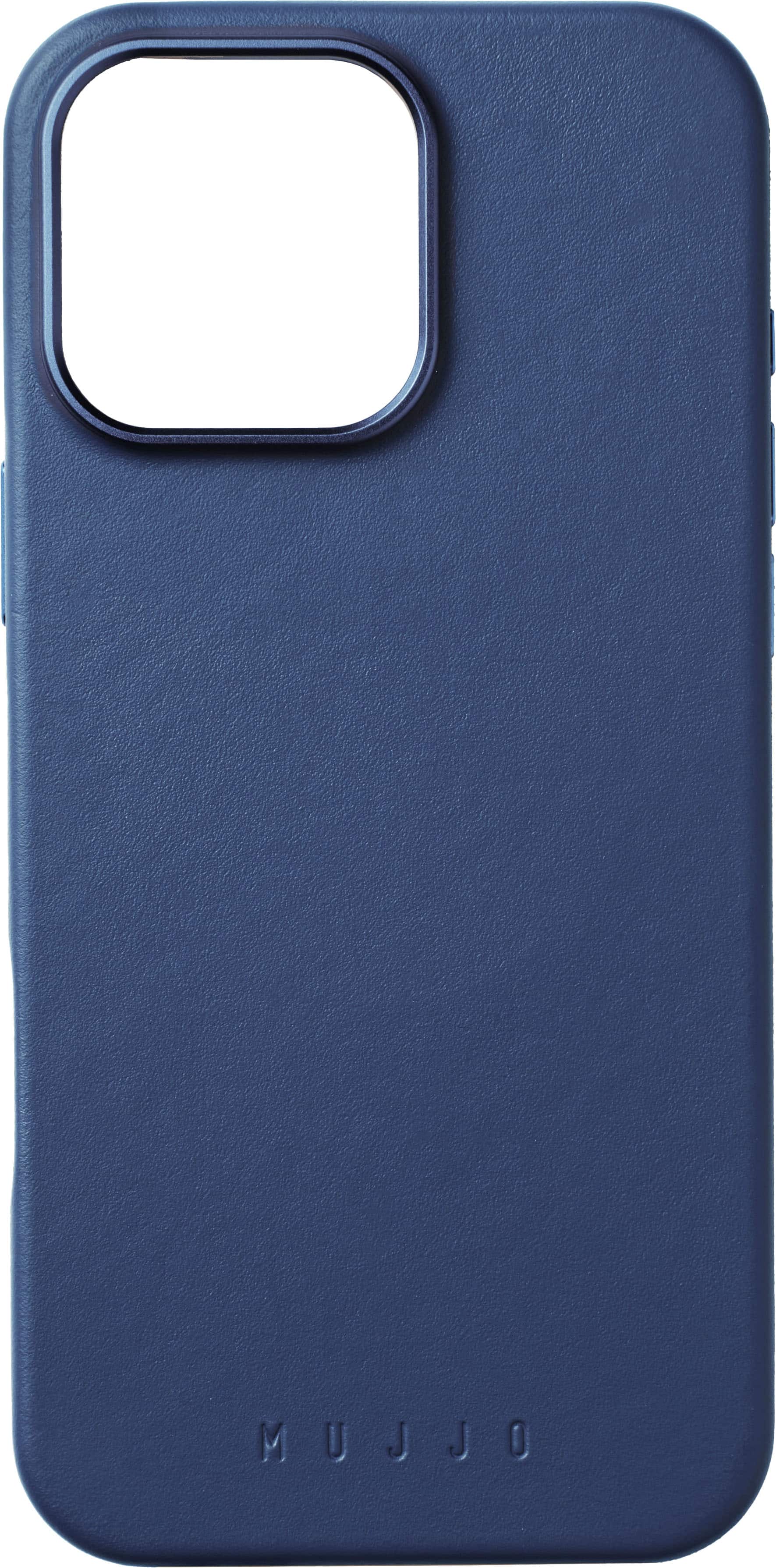 Front. Mujjo - Apple iPhone 16 Pro Max Leather Case - Monaco Blue.