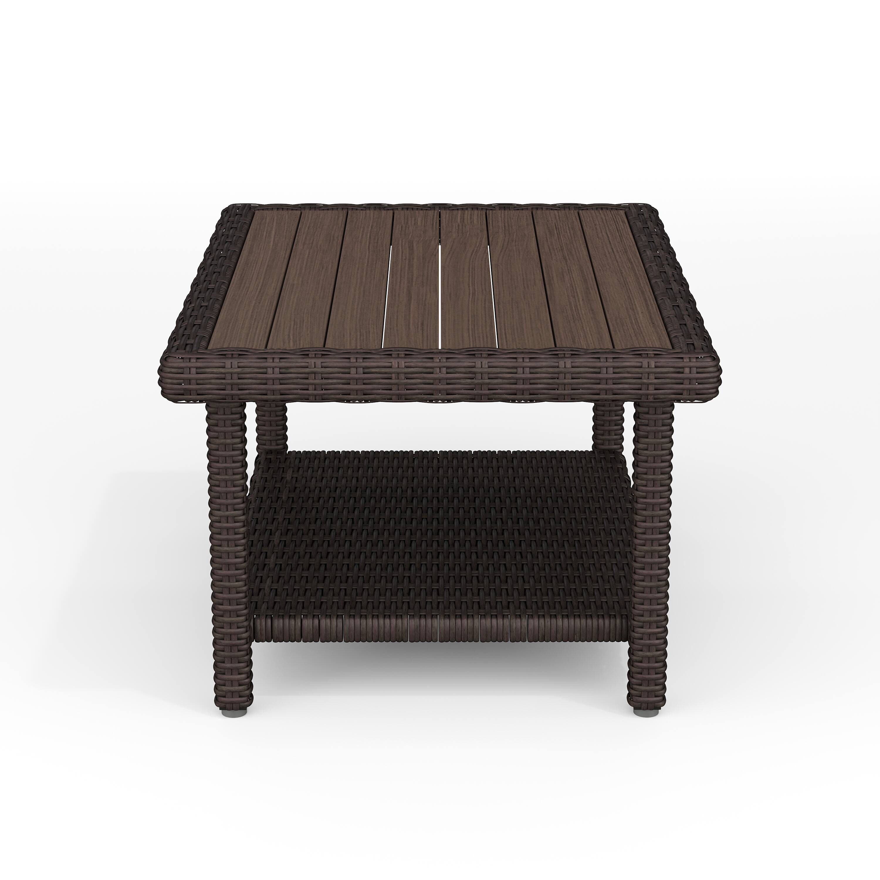 Alt View 10. Martha Stewart - Bedford 4pc Outdoor Rattan Wicker Patio Conversation Set with All-Weather Cushions - Tan Cushions/Brown Frame.