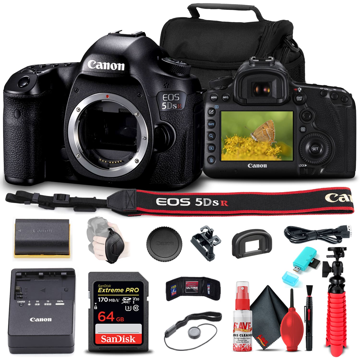 Canon - EOS 5DS R DSLR Camera (Body Only) (0582C002) + 64GB Card + More Bundle (International Version)