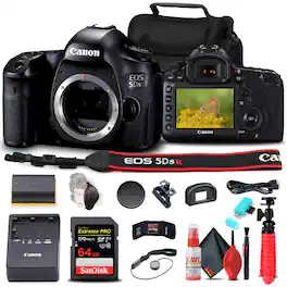Canon - EOS 5DS R DSLR Camera (Body Only) (0582C002) + 64GB Card + More Bundle (International Version)