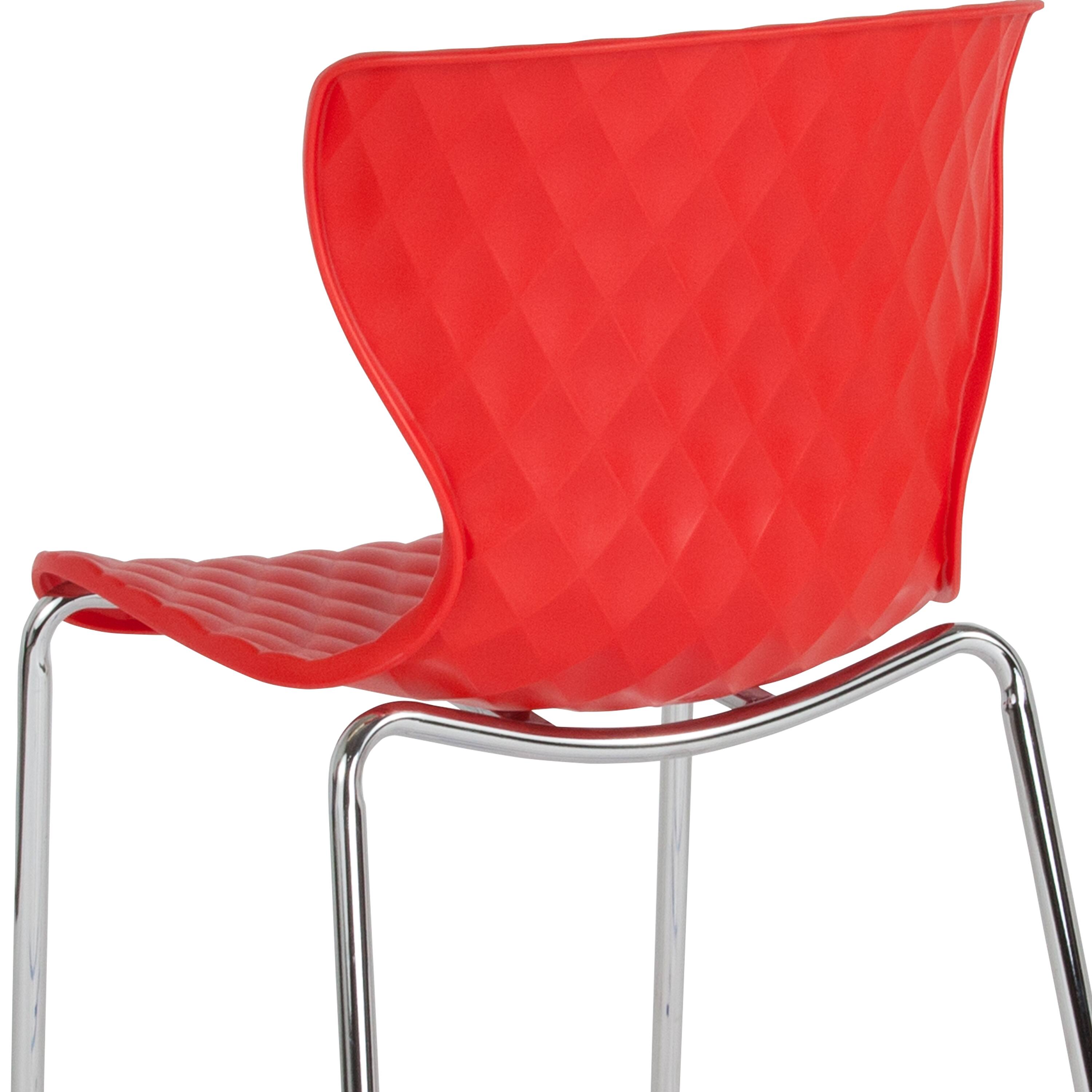 Alt View 9. Emma + Oliver - 4 Pack Contemporary Design Plastic Stack Chair - Red.